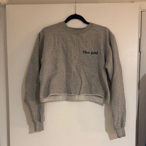 Urban Outfitters Gray Cropped Sweatshirt